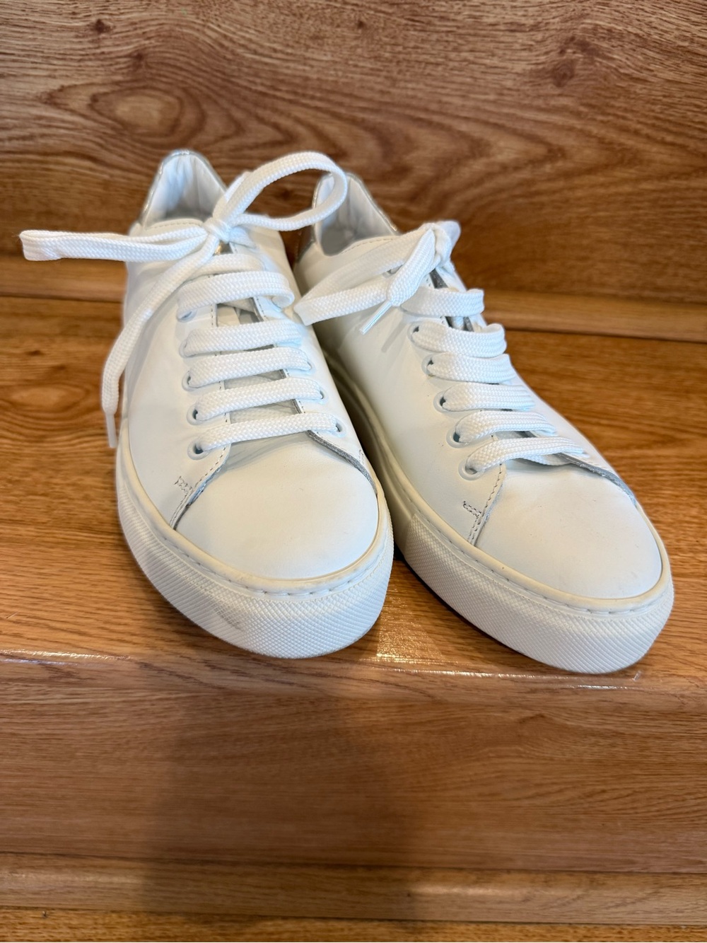 Vera Pelle white Leather Low-Top Lace Sneakers